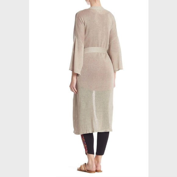 NWT Johnny Was Beige Tan Organic Linen Long Kimono Wrap Cardigan Duster XS/S - Picture 4 of 8